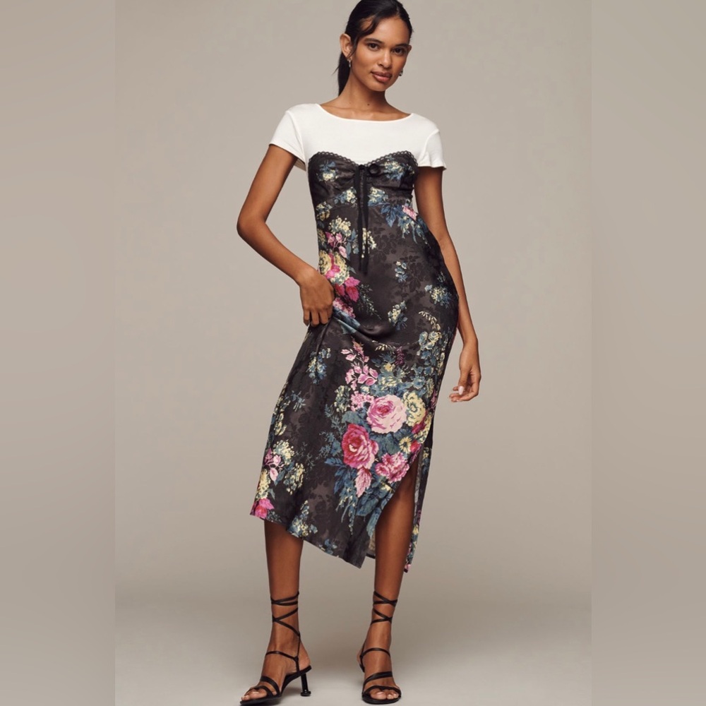 By Anthropologie Twofer Midi Slip Dress
